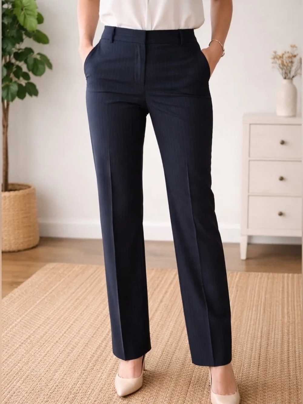 Banana Republic Navy Straight-Leg Dress Pants